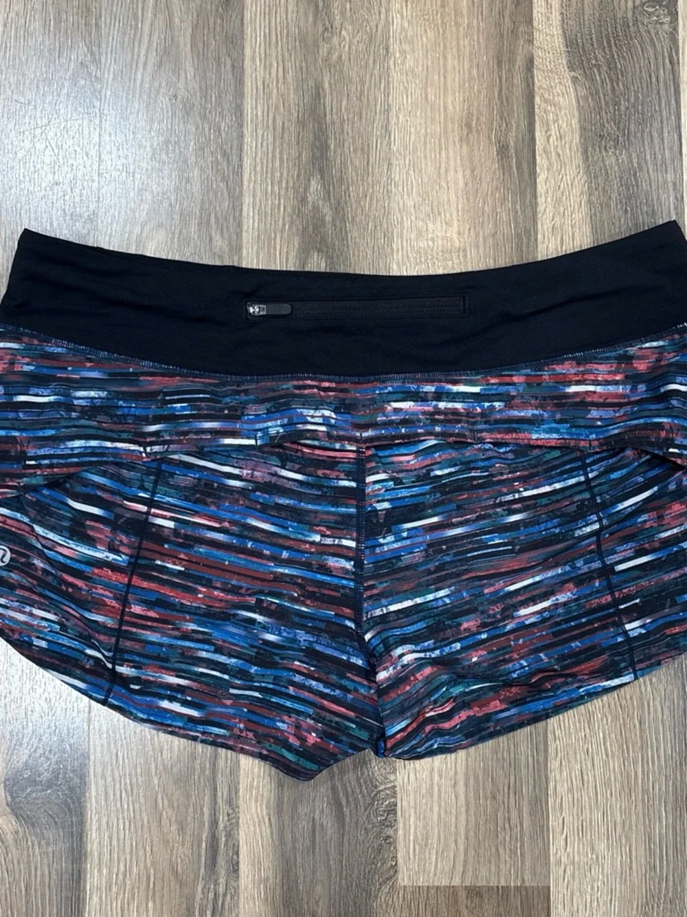 Lululemon Women's Black Multi-Stripe Performance Shorts